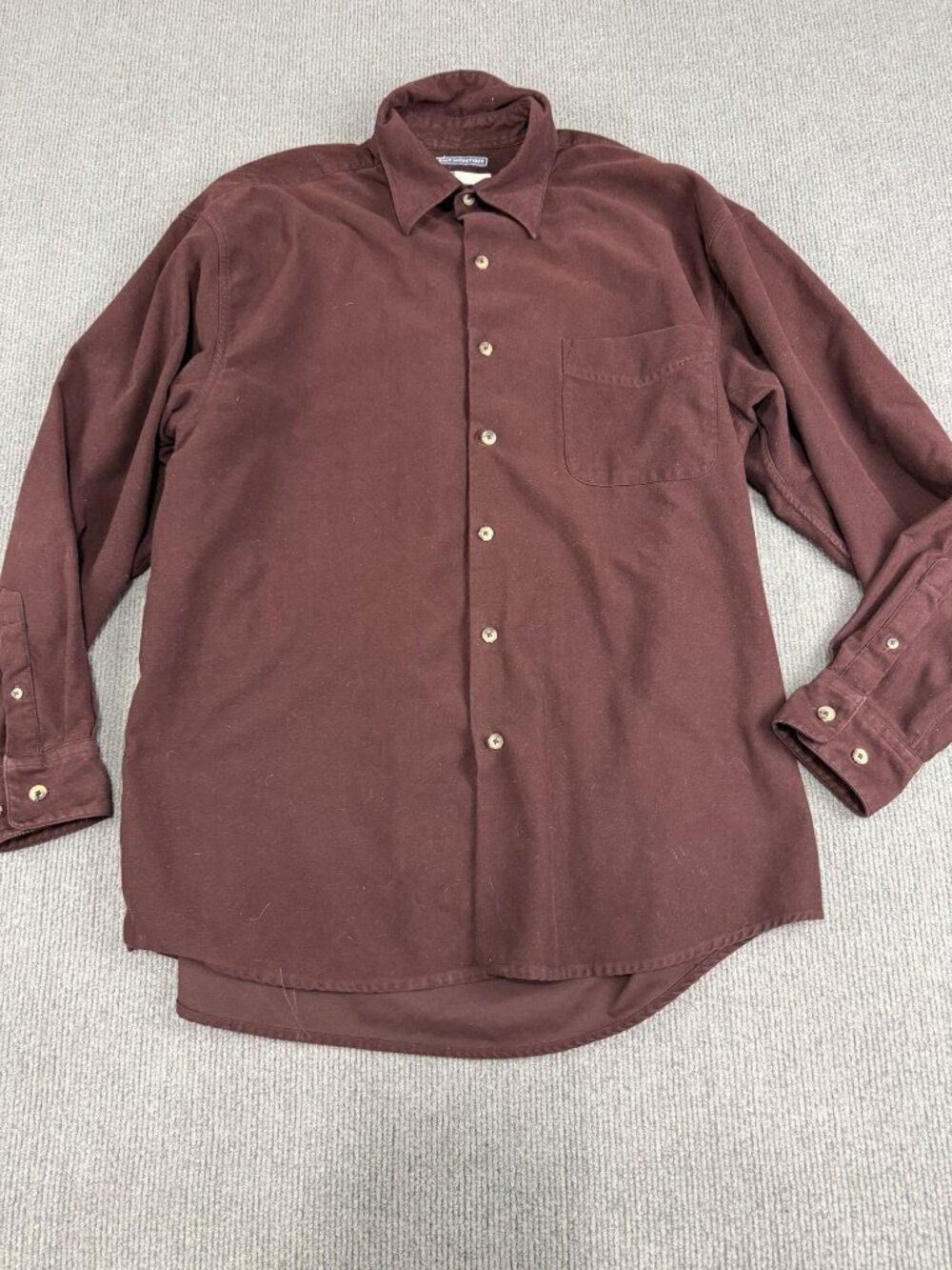 Urban Works Mens Burgundy Long Sleeve Button-Up Shirt L Microfiber